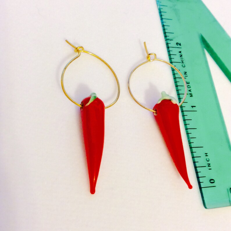 Chile earrings red pepper earrings hoop pepper earrings Etsy