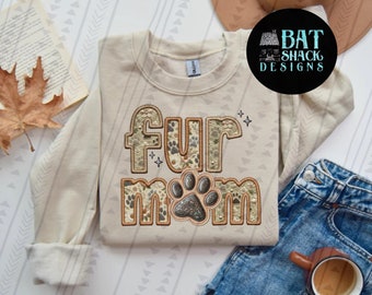 Fur Mom Faux Embroidery Sweatshirt