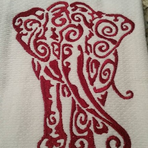 Embroidered Elephant Kitchen Towel - Custom Color Options Available