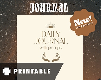 Digital Journal with 150 prompts - INSTANT DOWNLOAD - Gold - Printable pdf