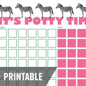 Potty Training Chart - Zebra &quot;It&#39;s Potty Time&quot; - INSTANT DOWNLOAD - Printable jpg