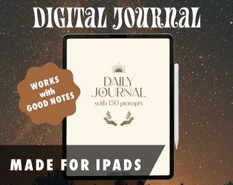 150 Prompt Journal Made for Good Notes and iPads - INSTANT DOWNLOAD - Gold - Printable pdf