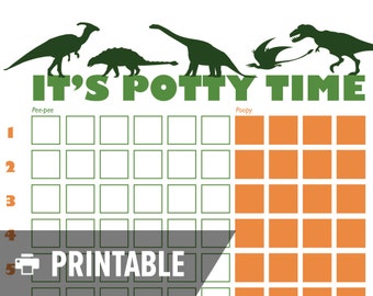 Potty Training Chart - Dinosaur "It's Potty Time" - INSTANT DOWNLOAD - Printable jpg