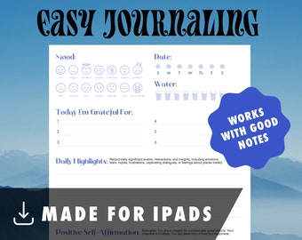 Easy Journal Made for Good Notes and iPads - INSTANT DOWNLOAD - blue - png