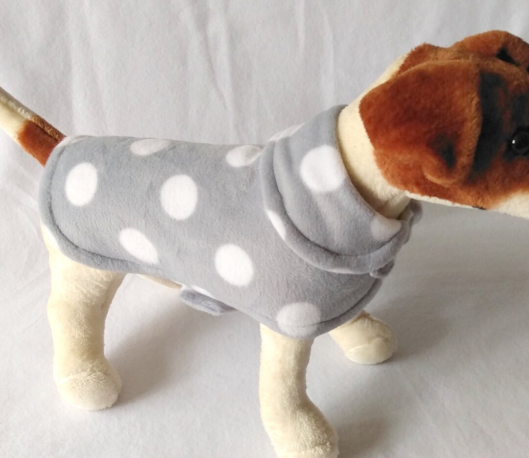 Dog or Cat Fleece Sweater Coat Jacket Gray and White Polka Etsy