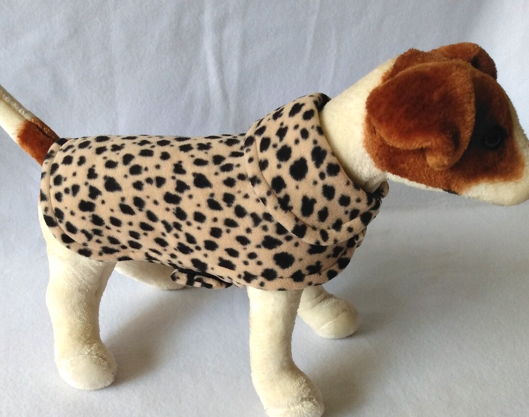 Dog or Cat Fleece Sweater Coat Jacket Leopard Animal Print Leash Hole