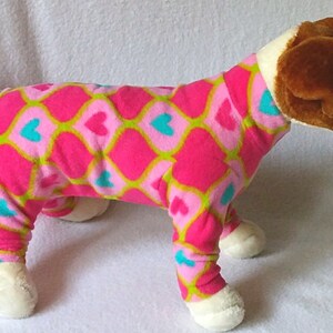 ON SALE!! Dog or Cat Long John Style Fleece Pajamas Clothes Sweater Pink and Blue Hearts Print