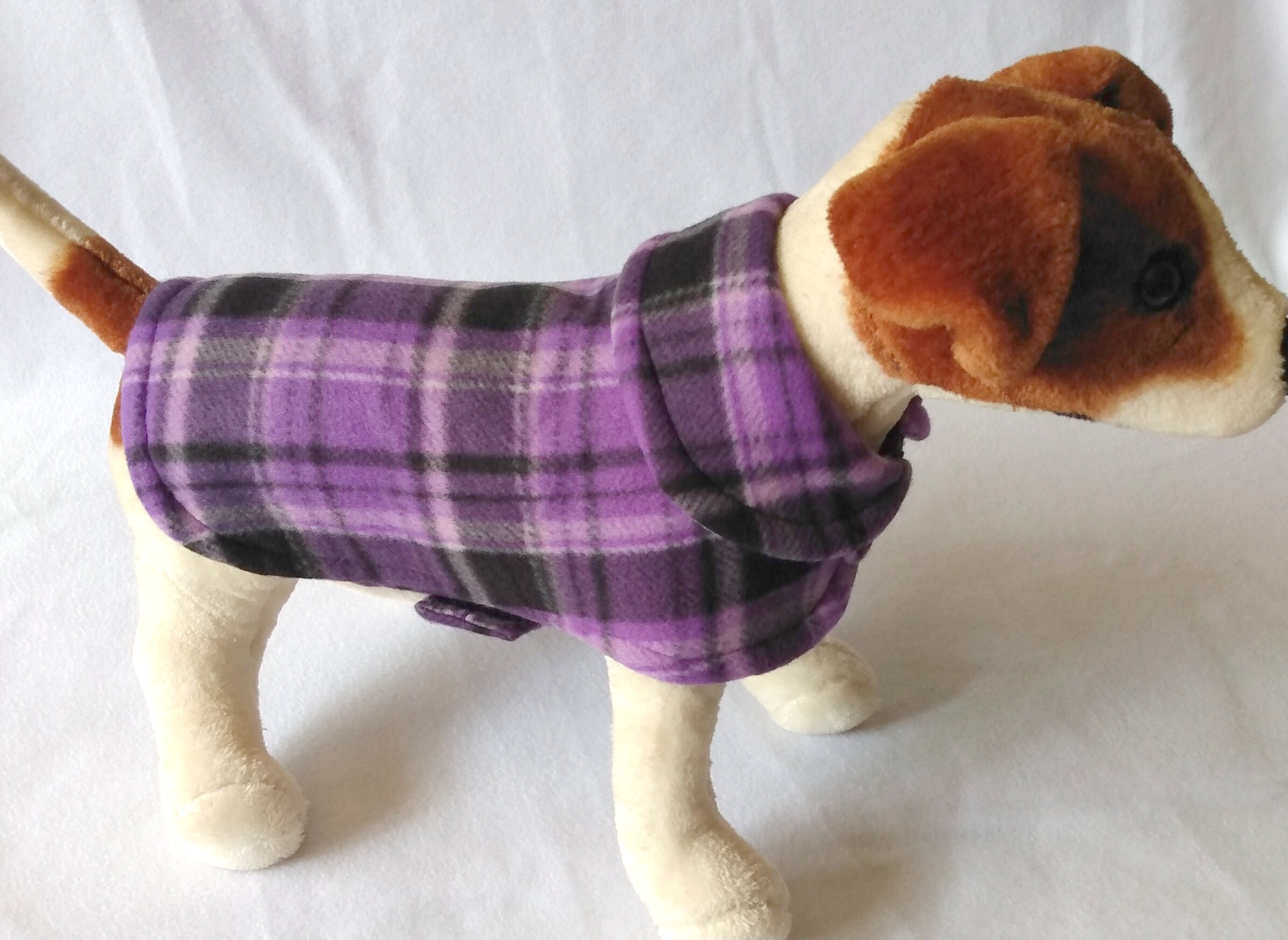 Dog or Cat Fleece Sweater Coat Jacket Black & Purple Plaid Etsy