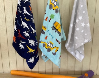 Personalized Toddler Beach Towel: Embroidered Cotton, Dinosaur, Truck, Star