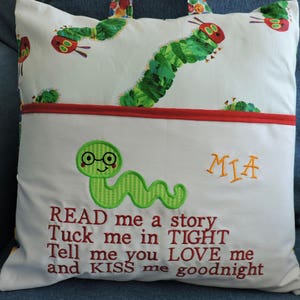 Reading pillow with pocket for child&#39;s favorite book