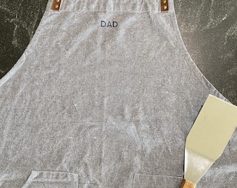 Monogram Apron: Custom Embroidered Chef Apron, Leather Accents