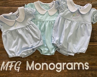Striped Monogram Baby Girl Bubble Onesie: Custom Initial Gift