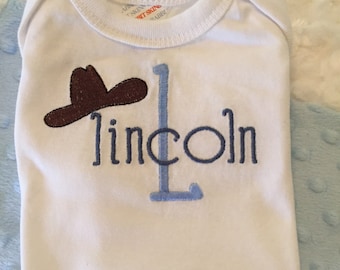 Customized  bodysuit for your new little cowboy!