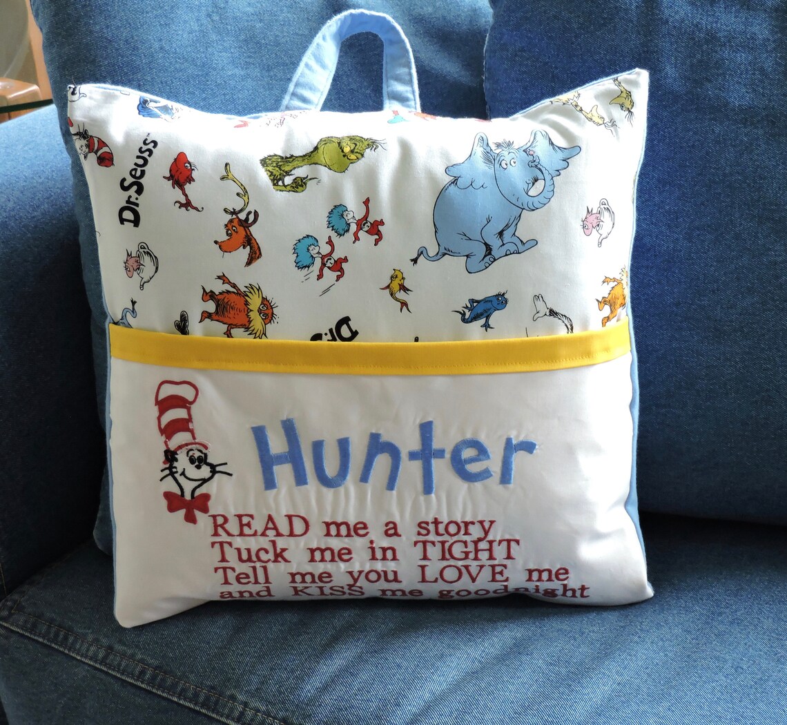 Personalized Dr. Seuss Reading Pillow with pocket Etsy