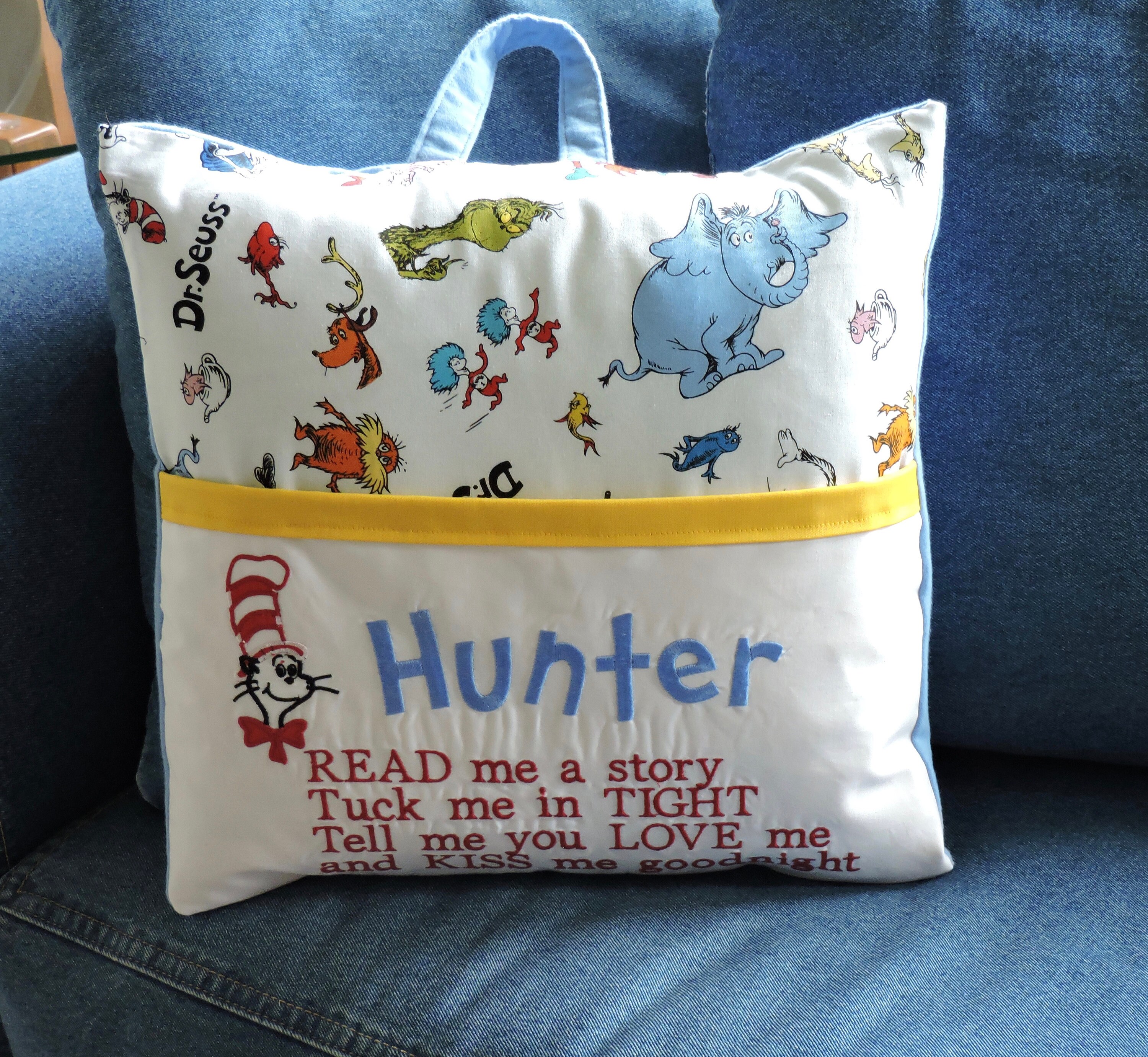 Personalized Dr. Seuss Reading Pillow With Pocket Etsy