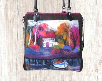 Large handmade felted bag (lemb20)