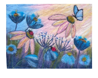 Needle felting picture kit (blue poppies)