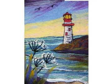 Needle felting kit, Picture kit, felting kit, Fibre art kit, craft kit,  Lighthouse Needle Felted Picture Kit