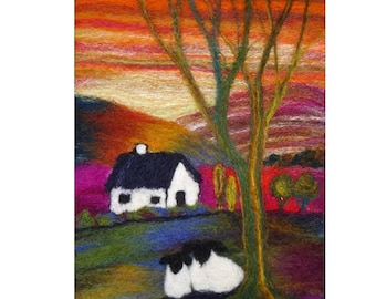 Felting by numbers (Landscape), Picture kit, felting kit, Fibre art kit, craft kit, Felted Picture Kit