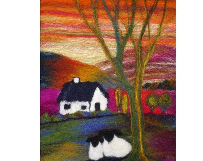 Felting by numbers (Landscape), Picture kit, felting kit, Fibre art kit, craft kit, Felted Picture Kit
