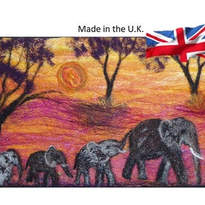 Needle felted kit  Book Cover/Picture Elephant Family