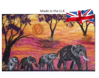 Needle felted kit  Book Cover/Picture Elephant Family