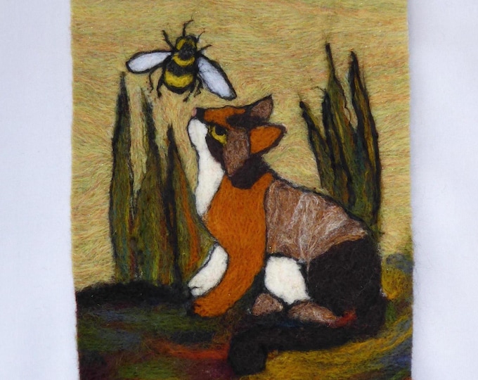 Felting by numbers (Cat), Picture kit, felting kit, Fibre art kit, craft kit, Felted Picture Kit
