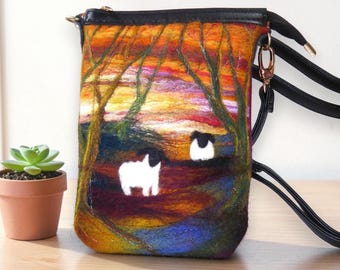 Small handmade felted shoulder bag (smbag7)
