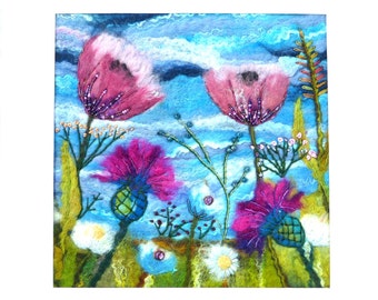 Large Felted Picture (lpic32), hand made picture, wet felted and needle-felted