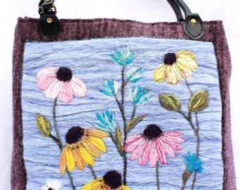 Large handmade felted bag (lemb2 Flowers)