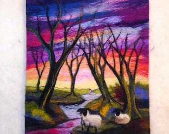 Needle felting kit (Sheep at Sunset)
