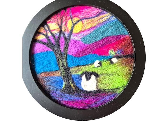 Felting by numbers Circular Picture kit (sheep)
