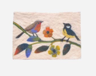 Felting by numbers (Garden Birds), Picture kit, felting kit, Fibre art kit, craft kit, Felted Picture Kit