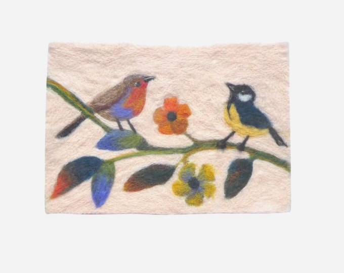 Felting by numbers (Garden Birds), Picture kit, felting kit, Fibre art kit, craft kit, Felted Picture Kit