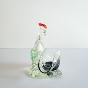 Glass Pheasant Napkin Holder / Trinket Dish Vintage 1970s