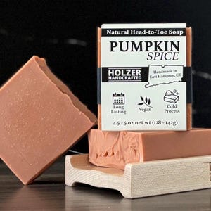 Bar Soap, PUMPKIN + SPICE Scented, Natural Cold Process, 4.5 oz, Vegan Skin-loving Ingredients, Handmade in Small Batches