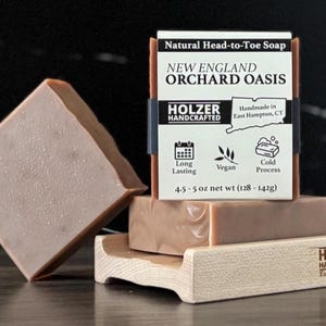 Apple Bar Soap, Apple + Clove + Honey Vegan Soap, Natural Cold Process Soap, Long Lasting 4.5 oz Bar, Soap Dish Gift Option, ORCHARD OASIS