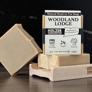 Bar Soap, Handmade Soaps, Brandy + Leather + Oak, Natural Cold Process Soap, 4.5 oz, Vegan Soap, Artisan, Soap Dish Option, WOODLAND LODGE