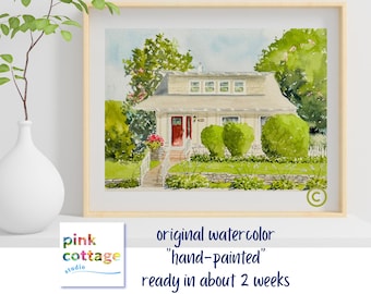 House painting, custom watercolor from your photo, realtor or new home gift