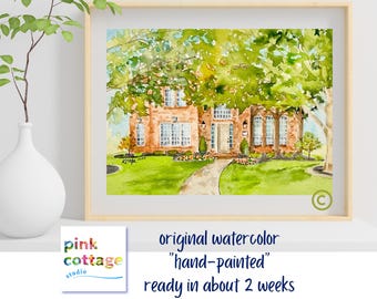 House Painting in watercolor: First Anniversary Gift