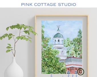 Leesburg Loudoun County Courthouse Watercolor Print