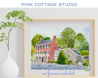 Waterford VA Watercolor Print: Historic Pink House Art