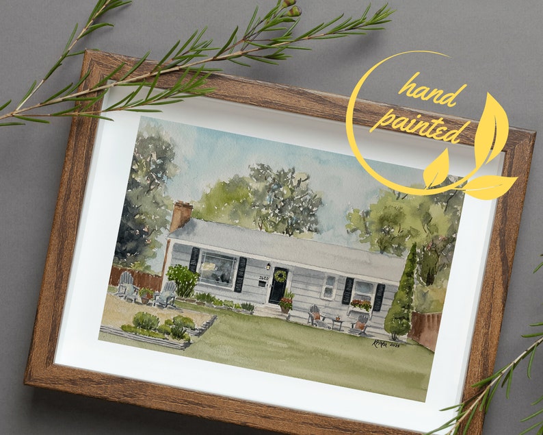 Custom home portrait, Painting from photo, painting of home, House sketch illustration, Realtor gift image 7