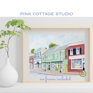 Virginia Leesburg downtown print, South King Street, Loudoun County Virginia, Historic Leesburg, Virginia watercolor print, VA print