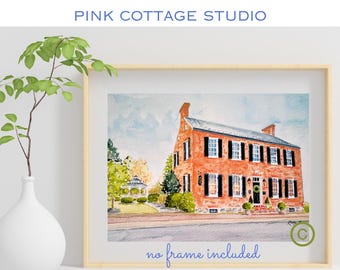 Birkby House Leesburg, Loudoun County Virginia, wedding and event venue, Virginia watercolor print