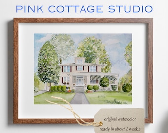 Realtor closing gift, Personalized new home gift, house sketch, housewarming, realtor gift, watercolor of parents home