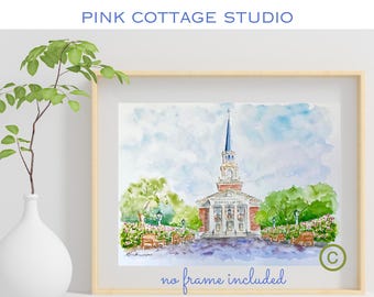 SMU Perkins Chapel Watercolor Print: Southern Methodist University