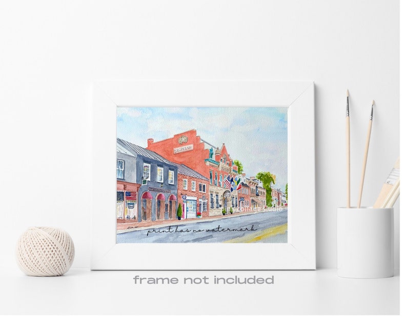 Leesburg Virginia, Lightfoot restaurant, Virginia map, Loudoun County Virginia, Historic Leesburg, Virginia watercolor print, VA print image 6