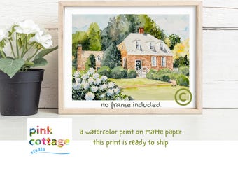 Seven Springs Virginia Watercolor Print, Manquin Wedding Venue Art