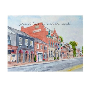 Leesburg Virginia, Lightfoot restaurant, Virginia map, Loudoun County Virginia, Historic Leesburg, Virginia watercolor print, VA print image 3